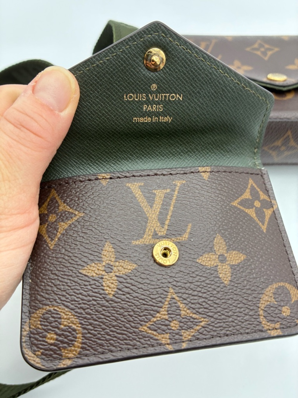 Louis Vuitton Monogram felicie pochette green strap & go w/ mini wallet with COA - Picture 11 of 15
